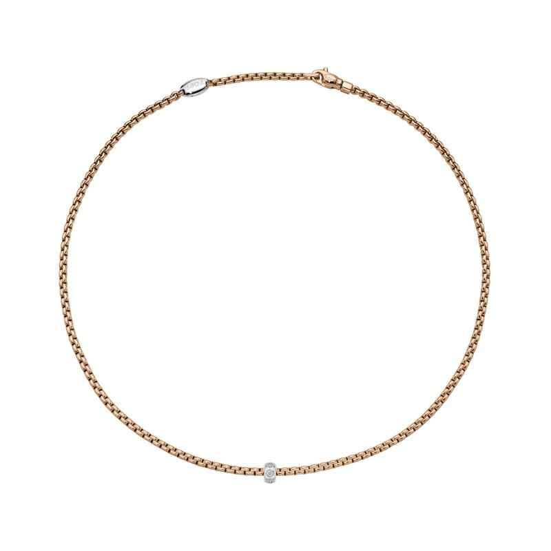  FOPE COLLARET EN OR ROSA I OR BLANC AMB DIAMANTS BLANCS EKA