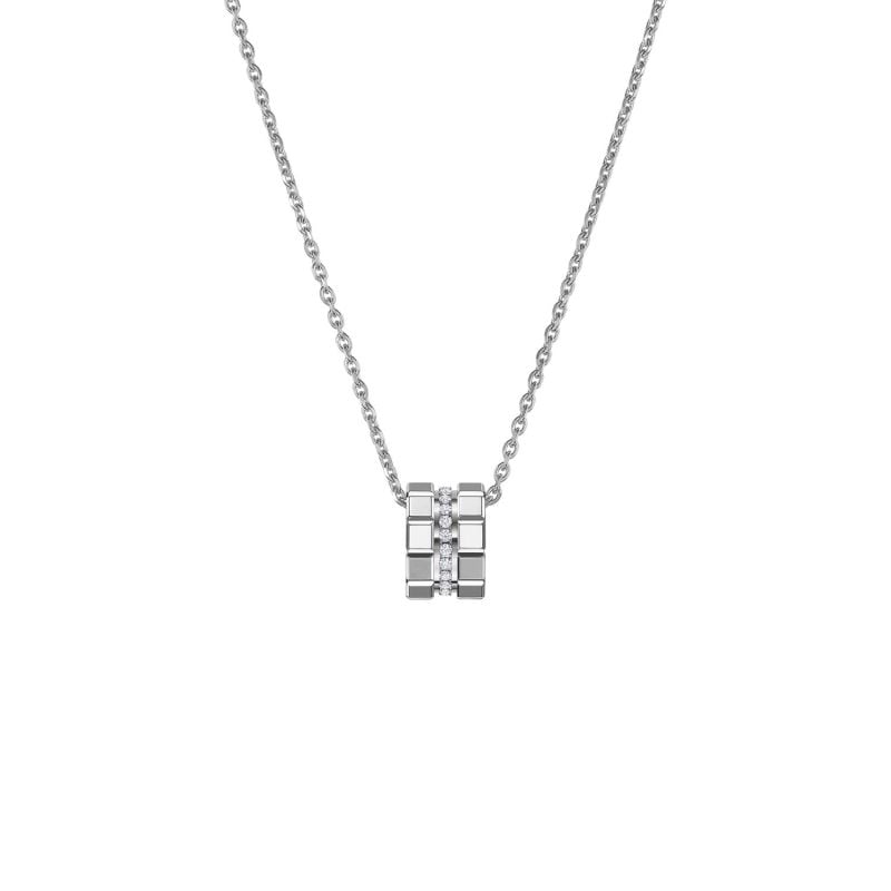 CHOPARD COLLIER EN OR BLANC AVEC DIAMANTS ICE CUBE