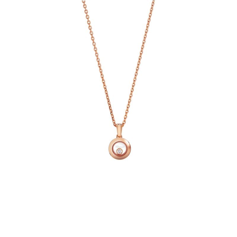 CHOPARD ROSE GOLD NECKLACE WITH A DIAMOND HAPPY DIAMONDS