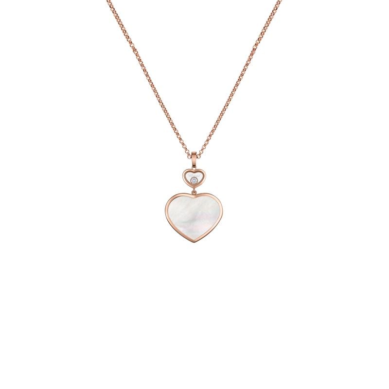 CHOPARD COLLAR DE ORO ROSA CON UN DIAMANTE BLANCO Y NÁCAR HAPPY HEARTS
