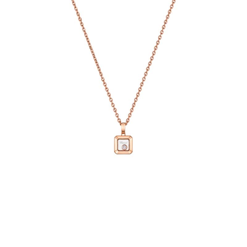 CHOPARD COLLAR ORO ROSA CON UN DIAMANTE BLANCO HAPPY DIAMONDS