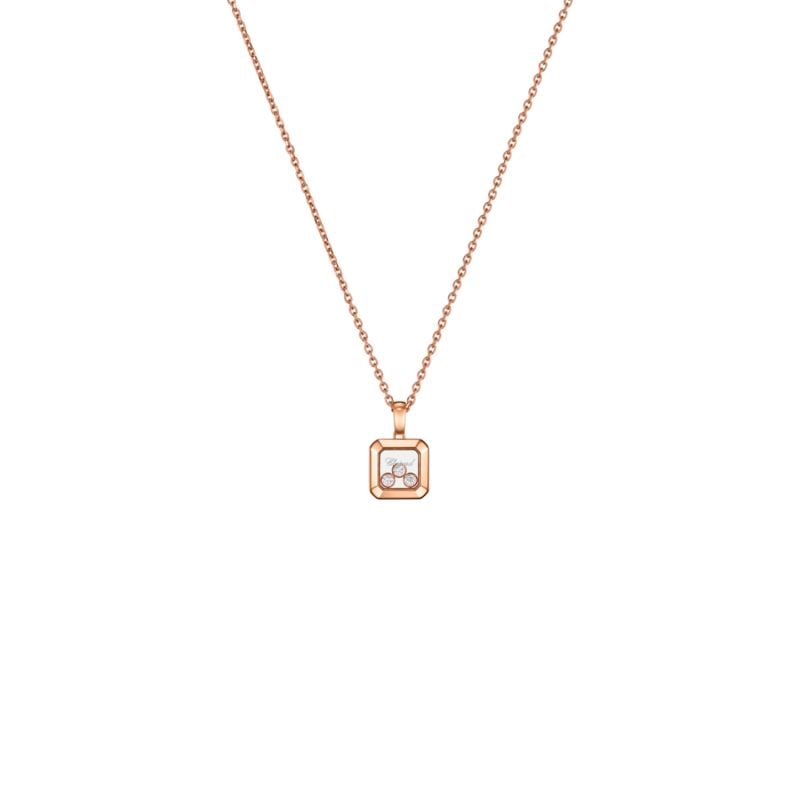 CHOPARD COLLAR ORO ROSA CON DIAMANTES BLANCO HAPPY DIAMONDS