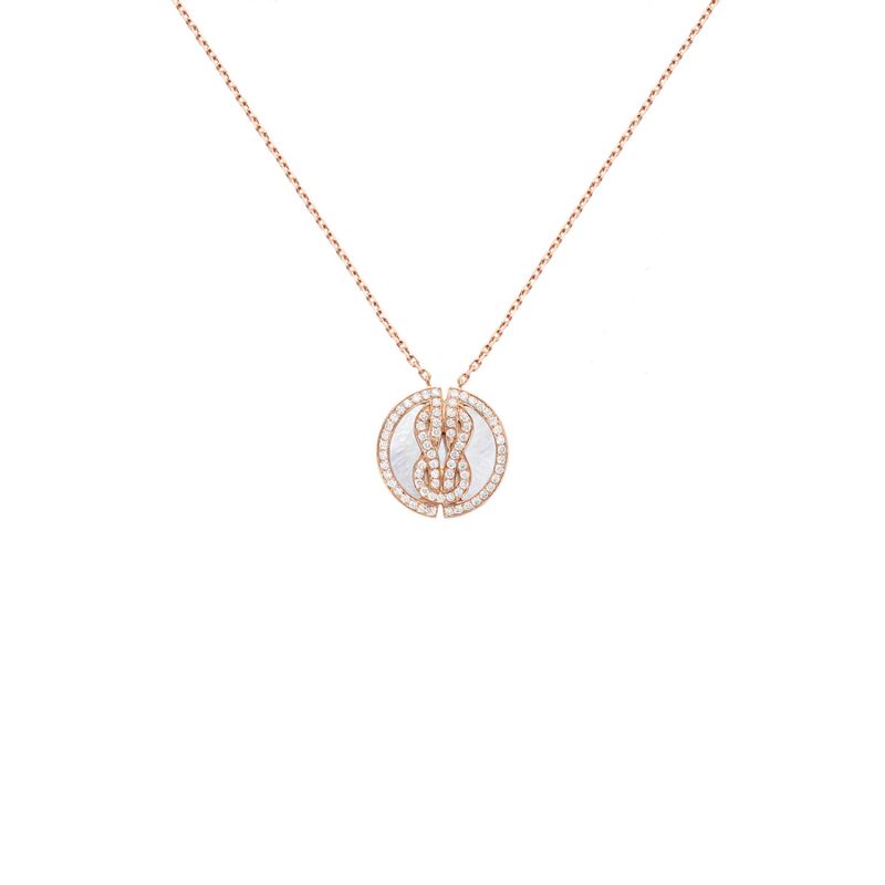 FRED ROSE GOLD NECKLACE WITH MOTHER OF PEARL AND DIAMONDS CHANCE INFINIE LUCKY MEDAL