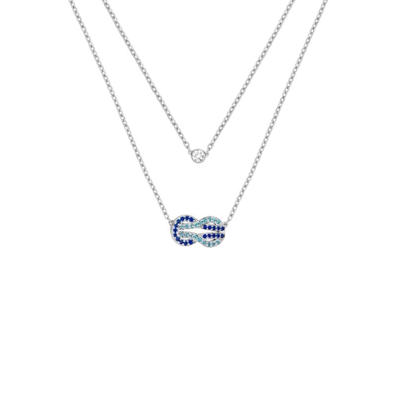 FRED COLLARET DOBLE D'OR BLANC AMB UN DIAMANT, TOPAZIS I SAFIRS BLAUS CHANCE INFINE