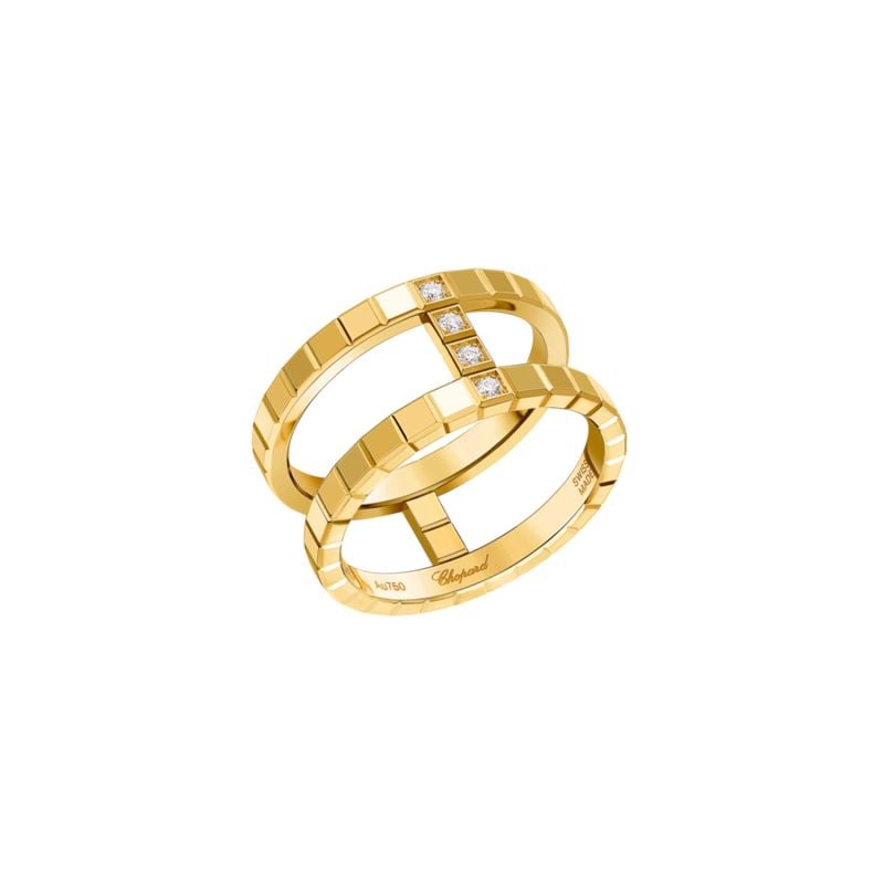 CHOPARD ANILLO DE ORO AMARILLO CON DIAMANTES BLANCOS ICE CUBE
