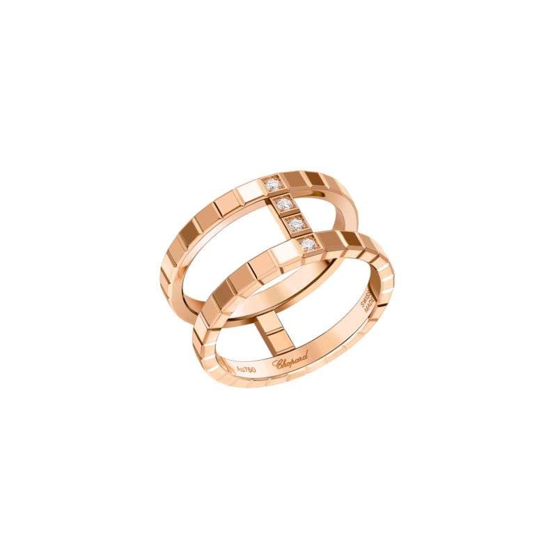 CHOPARD ANELL D'OR ROSA AMB DIAMANTS ICE CUBE