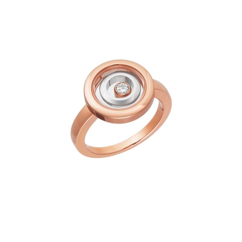 CHOPARD ANILLO DE ORO ROSA Y ORO BLANCO CON UN DIAMANTE BLANCO HAPPY SPIRIT