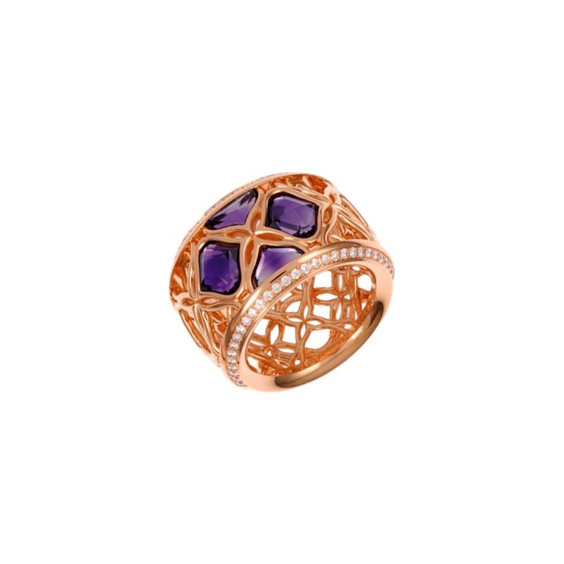 CHOPARD ROSE GOLD RING WITH AMETHYSTS AND DIAMONDS IMPERIALE 