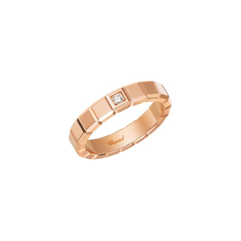 CHOPARD ANELL D'OR ROSA AMB UN DIAMANT ICE CUBE 