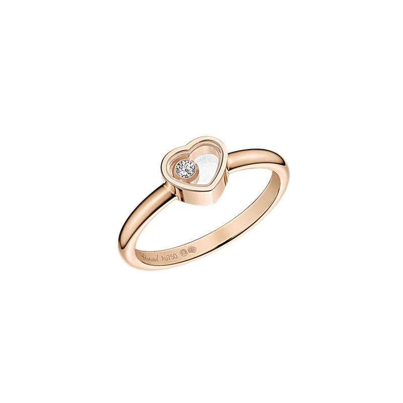 CHOPARD ROSE GOLD RING WITH A WHITE DIAMOND MY HAPPY HEARTS
