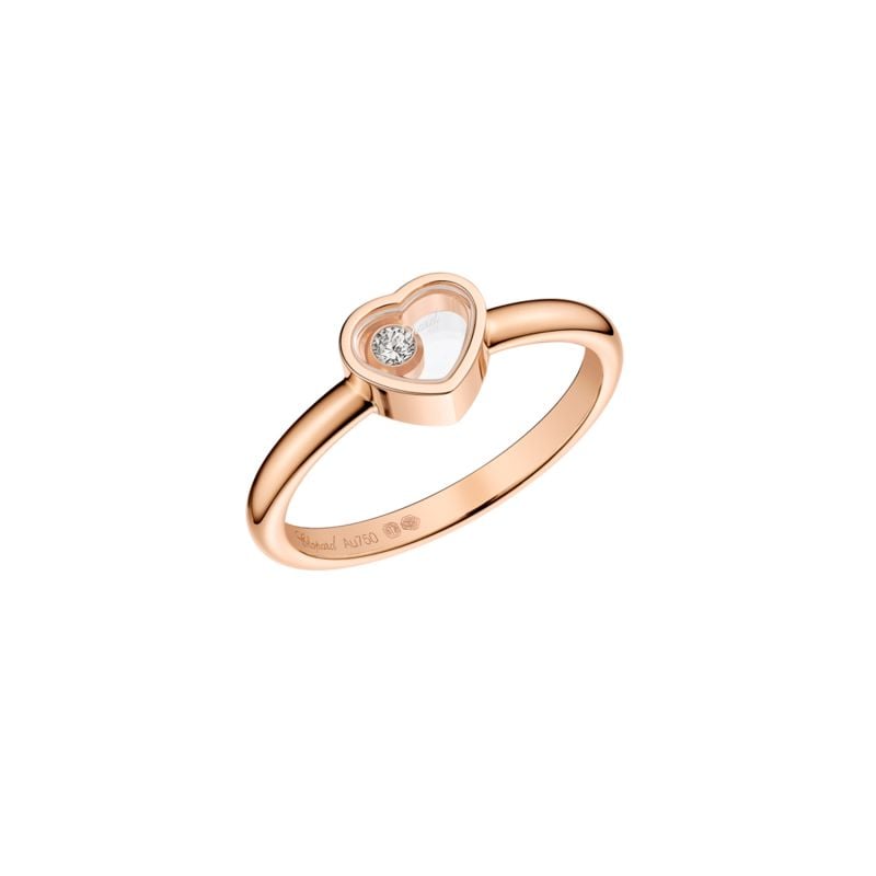CHOPARD ROSE GOLD RING WITH A DIAMOND MY HAPPY HEARTS 