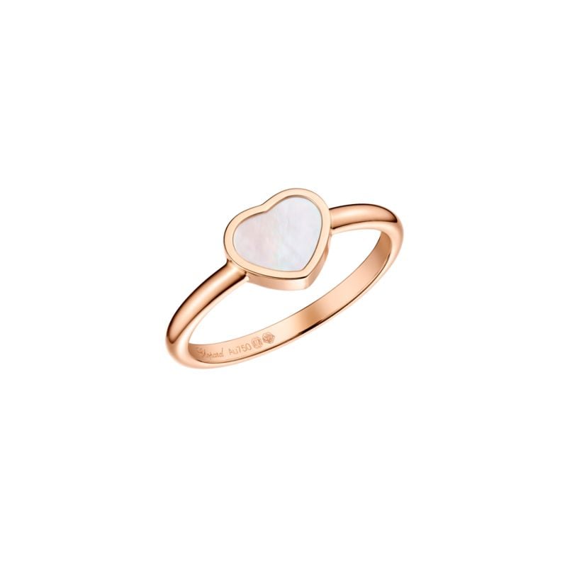 CHOPARD BAGUE OR ROSE ET NACRE BLANCHE MY HAPPY HEARTS 