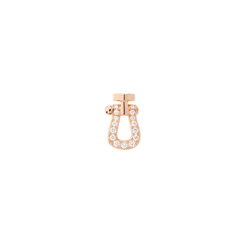 FRED FORCE 10 ROSE GOLD EARRING WITH HALF PAVÉ DIAMONDS 