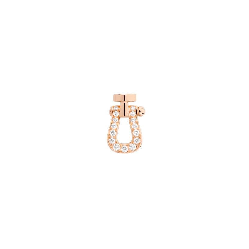 FRED FORCE 10 ROSE GOLD EARRING WITH HALF PAVÉ DIAMONDS 