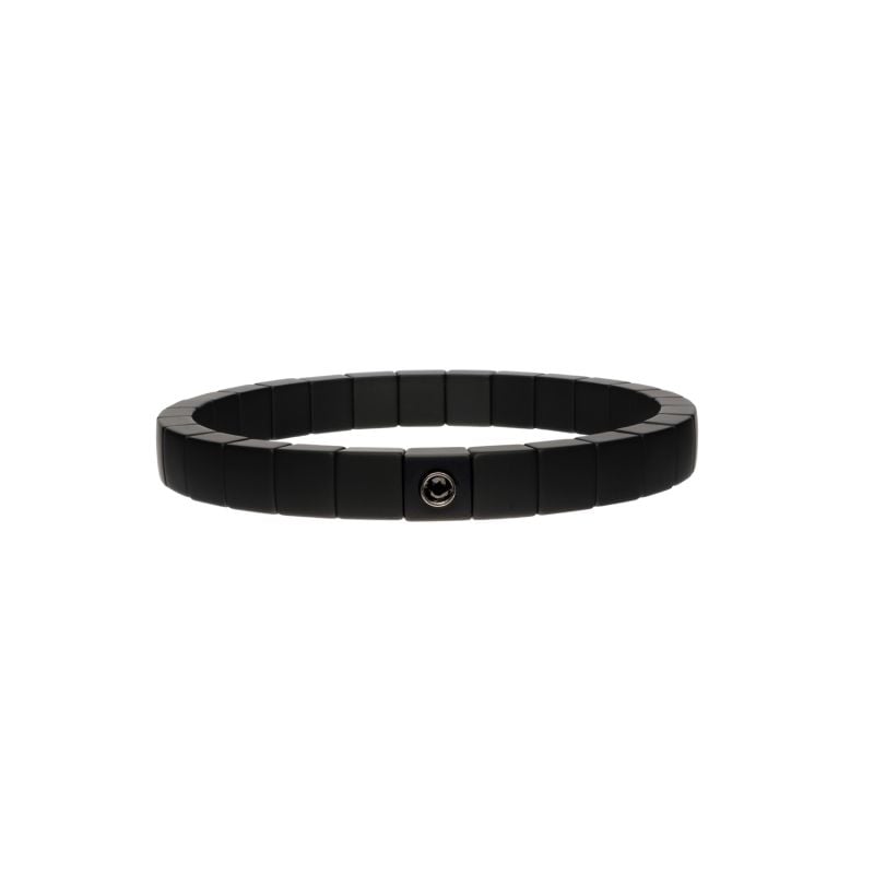 ROBERTO DEMEGLIO PULSERA DE ORO BLANCO Y CERÁMICA NEGRA CON UN DIAMANTE NEGRO