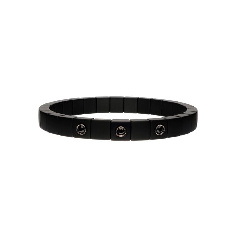 ROBERTO DEMEGLIO PULSERA DE ORO BLANCO Y CERÁMICA NEGRA CON 3 DIAMANTES NEGROS