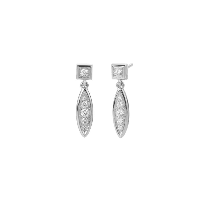 CERVERA BARCELONA PENDIENTES DE ORO BLANCO CON DIAMANTES