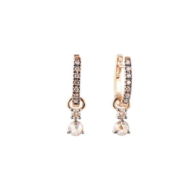 CERVERA BARCELONA BOUCLES D´OREILLES EN OR ROSE AVEC DIAMANTS BRUNS ABRAZO