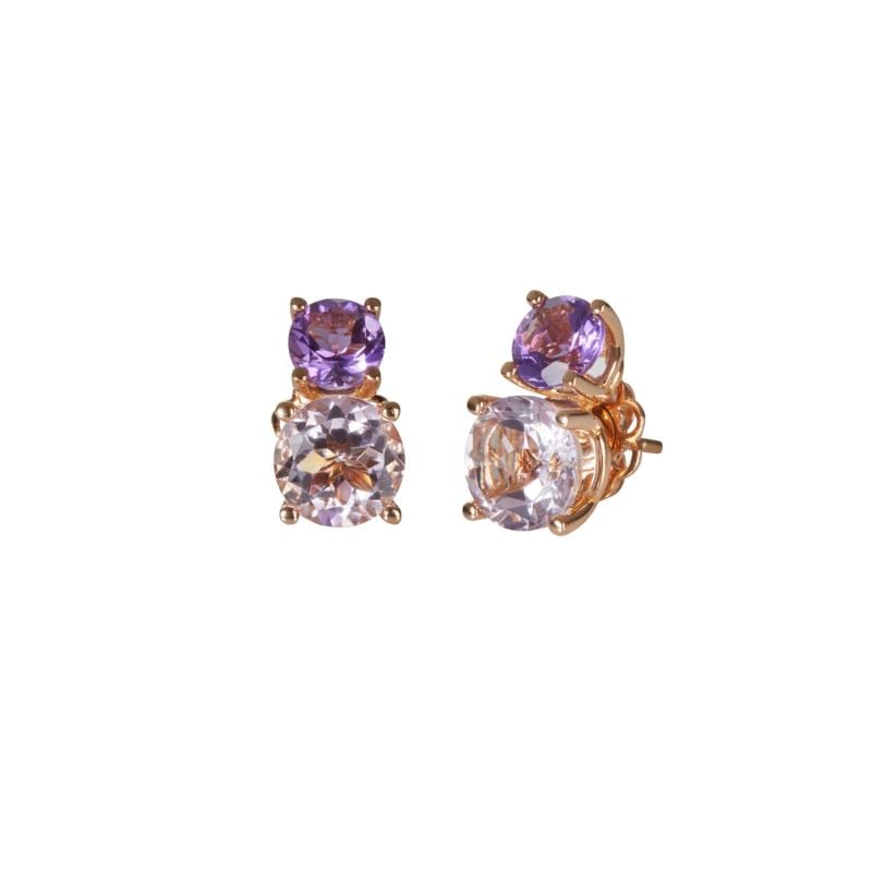 CERVERA BARCELONA ROSE GOLD EARRINGS WITH AMETHYSTS TOI ET MOI