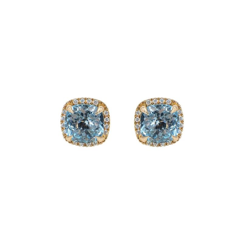 CERVERA BARCELONA ROSE GOLD EARRINGS WITH BLUE TOPAZES AND DIAMONDS JAIPUR