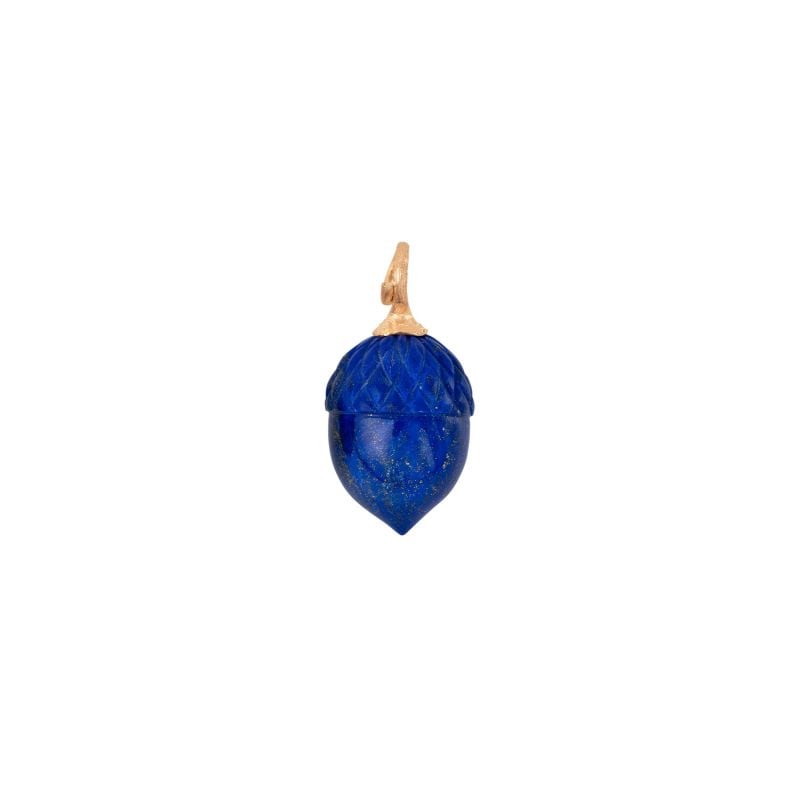 OLE LYNGGAARD YELLOW GOLD PENDANT WITH LAPISLAZULI ACORN 