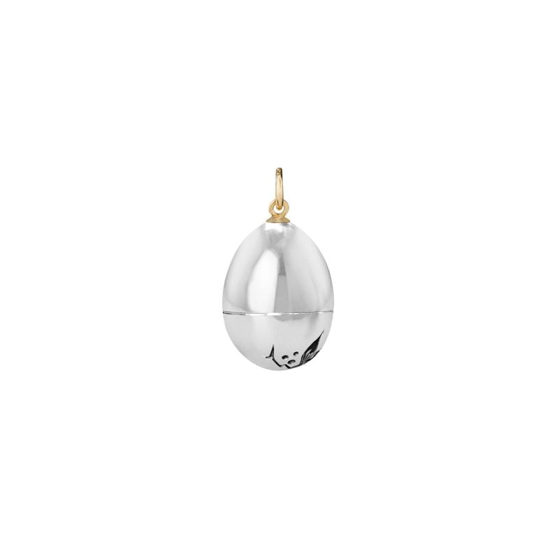 OLE LYNGGAARD SILVER AND YELLOW GOLD PENDANT EGG FOREST