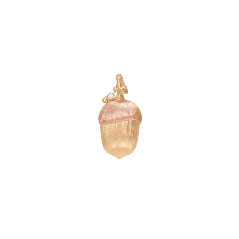 OLE LYNGGAARD YELLOW AND ROSE GOLD PENDANT WITH A DIAMOND ACORN FOREST