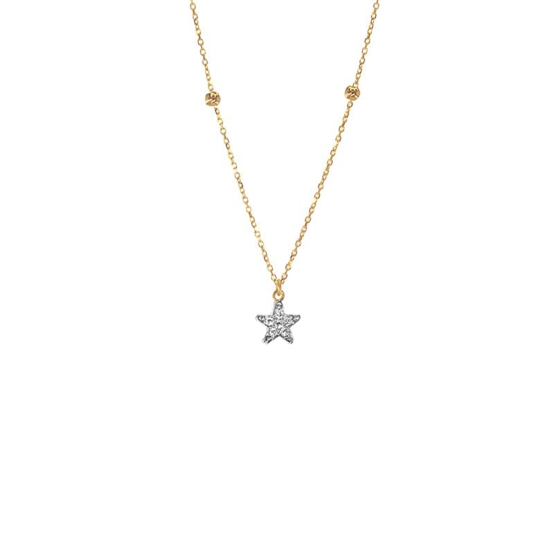 QUERA YELLOW GOLD NECKLACE WITH STAR-SHAPED DIAMONDS