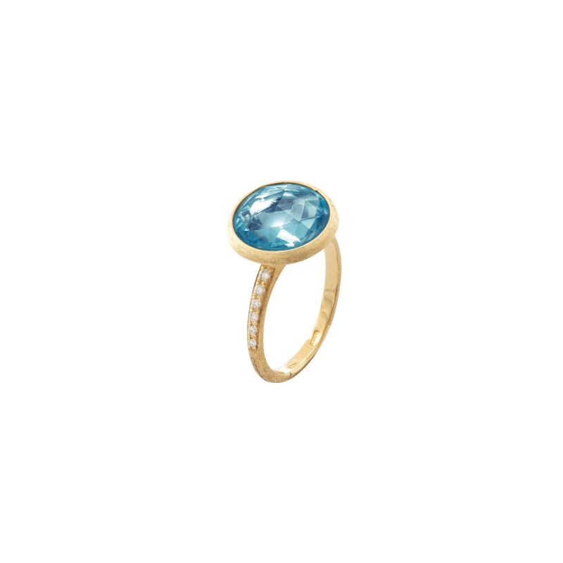 MARCO BICEGO YELLOW GOLD RING WITH BLUE TOPAZ AND DIAMONDS JAIPUR