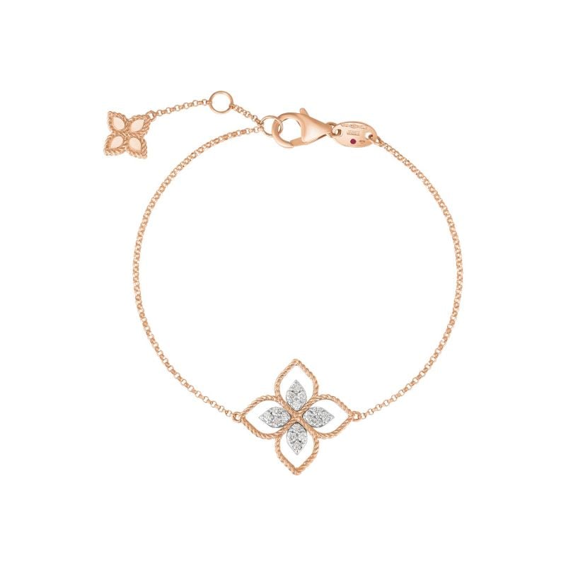 ROBERTO COIN PULSERA DE ORO ROSA Y ORO BLANCO CON DIAMANTES PRINCESS FLOWER
