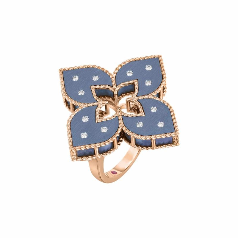 ROBERTO COIN ANILLO DE ORO ROSA Y TITANIO CON DIAMANTES VENETIAN PRINCESS