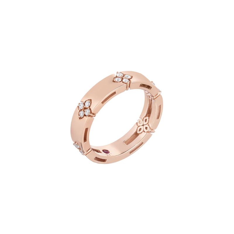 ROBERTO COIN ROSE GOLD RING WITH DIAMONDS LOVE IN VERONA