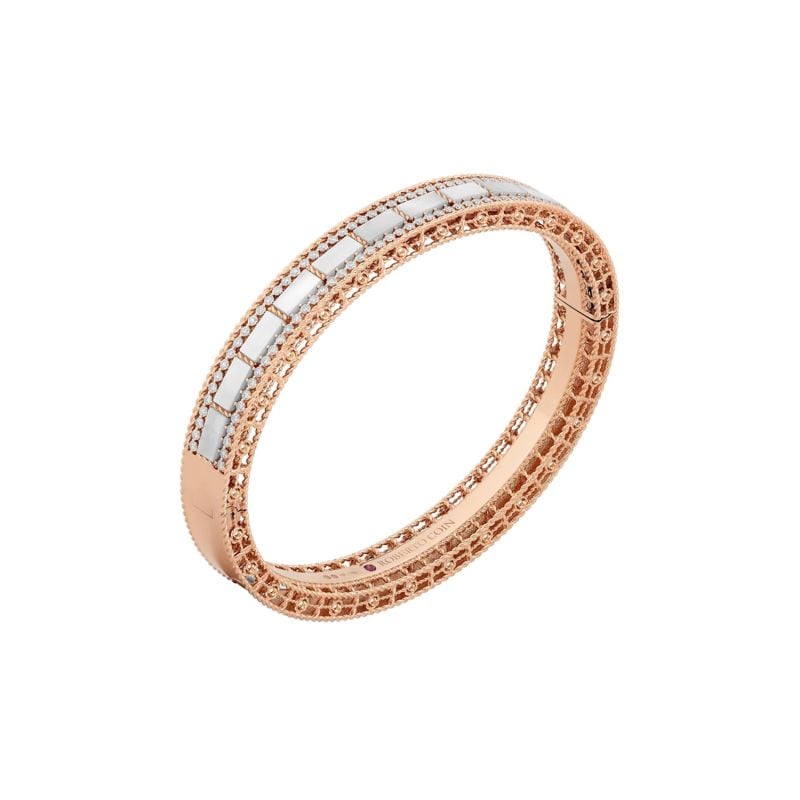 ROBERTO COIN PULSERA EN ORO ROSA CON DIAMANTES BLANCOS Y NACAR ART DECO