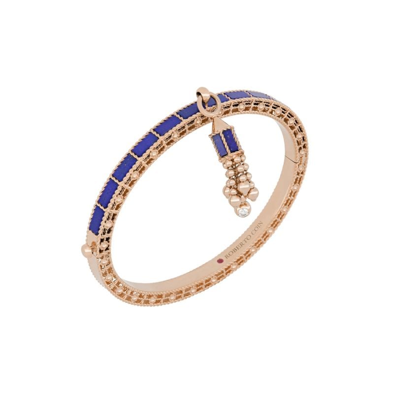 ROBERTO COIN PULSERA EN ORO ROSA CON DIAMANTES Y LAPISLAZULI ART DECO
