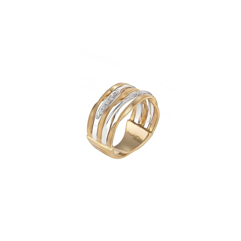 MARCO BICEGO YELLOW GOLD AND WHITE GOLD RING WITH DIAMONDS MARRAKECH ONDE