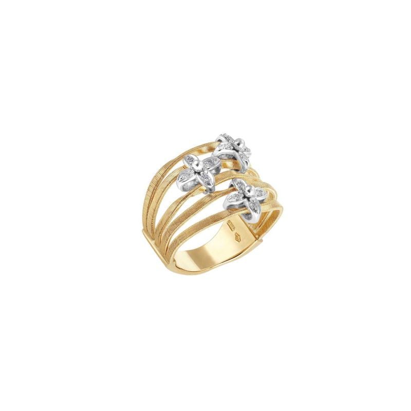 MARCO BICEGO YELLOW AND WHITE GOLD RING WITH DIAMONDS MARRAKECH ONDE 