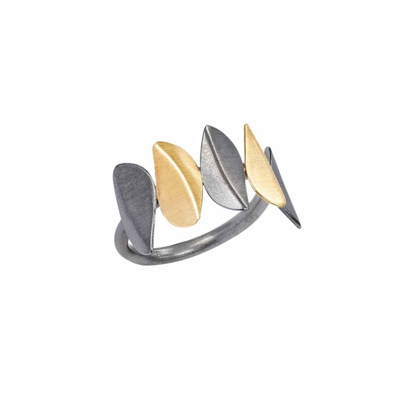 MAJORAL RING IN YELLOW GOLD WITH SILVER CRETE