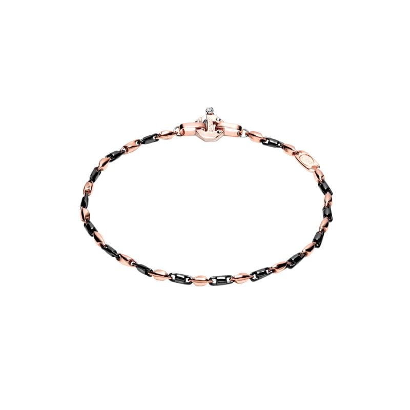 BARAKÁ BRACELET EN OR ROSE AVEC CÉRAMIQUE NOIRE POLIE ET ​​1 DIAMANT 