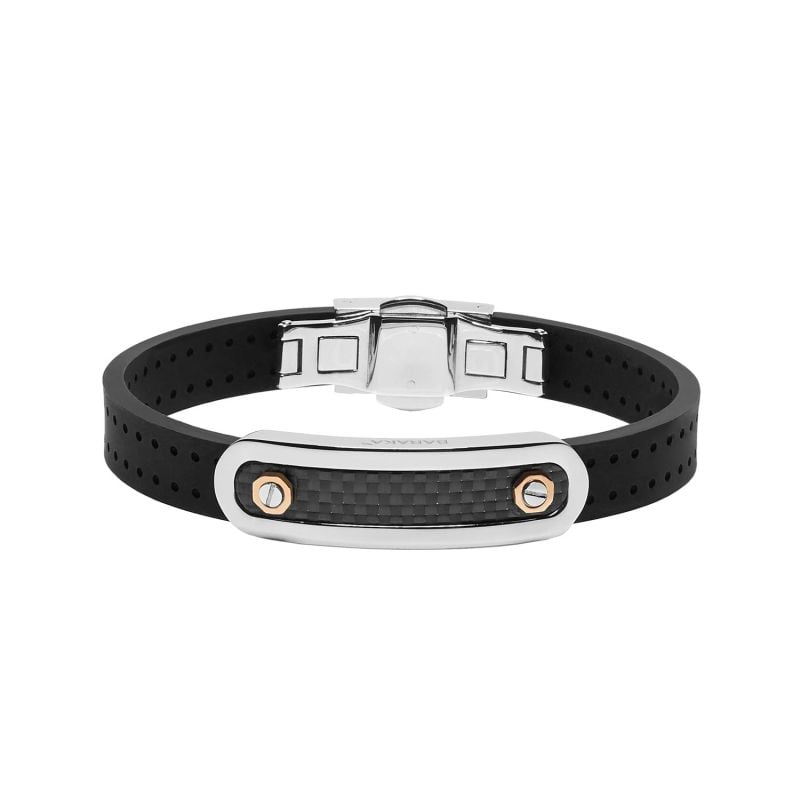 BARAKÁ ROSE GOLD BRACELET, CARBON FIBER AND BLACK RUBBER