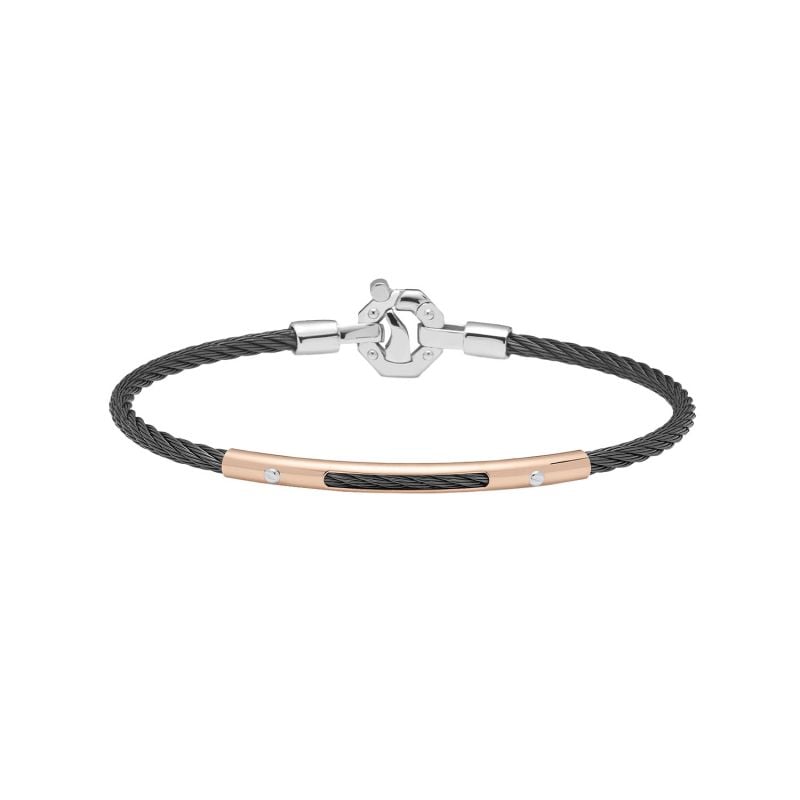 BARAKÁ ROSE GOLD AND STEEL BRACELET WITH A DIAMOND