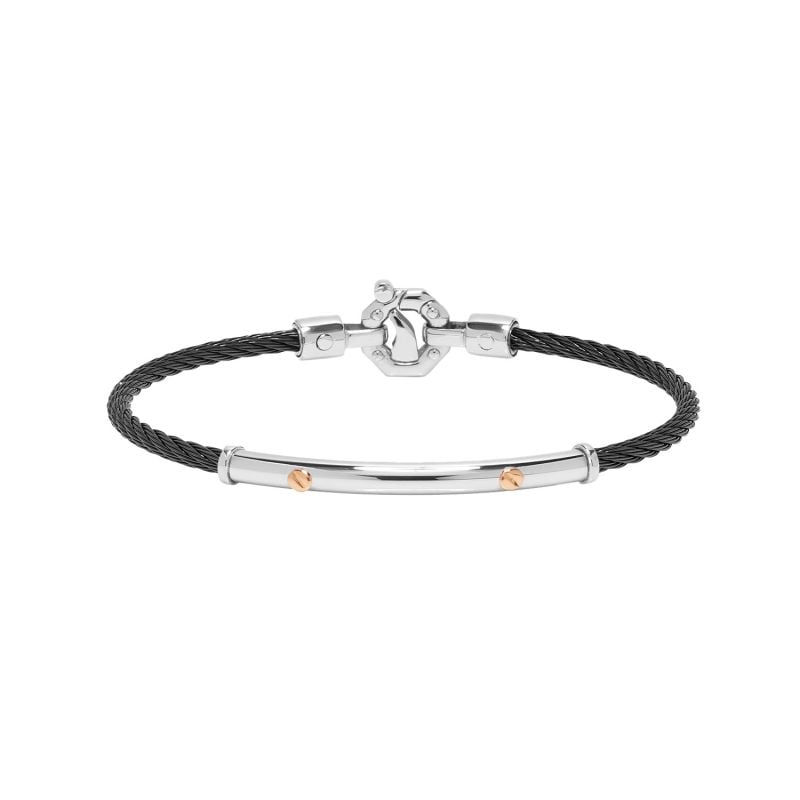 BARAKÁ PULSERA DE ORO ROSA Y ACERO CON UN DIAMANTE