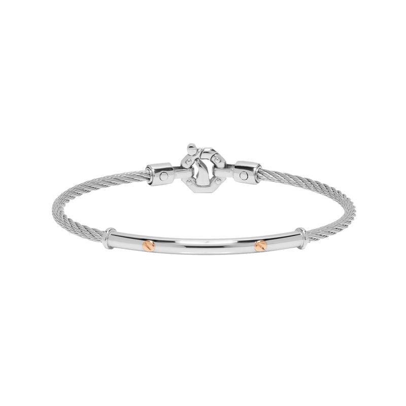 BARAKÁ BRACELET EN OR ROSE ET ACIER AVEC UN DIAMANT