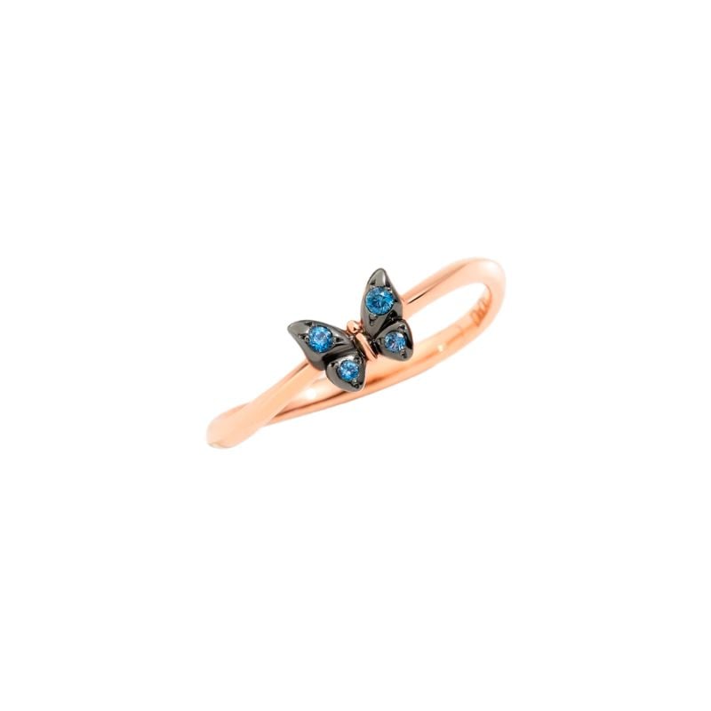 DODO ROSE GOLD RING WITH BLUE SAPPHIRES BUTTERFLY
