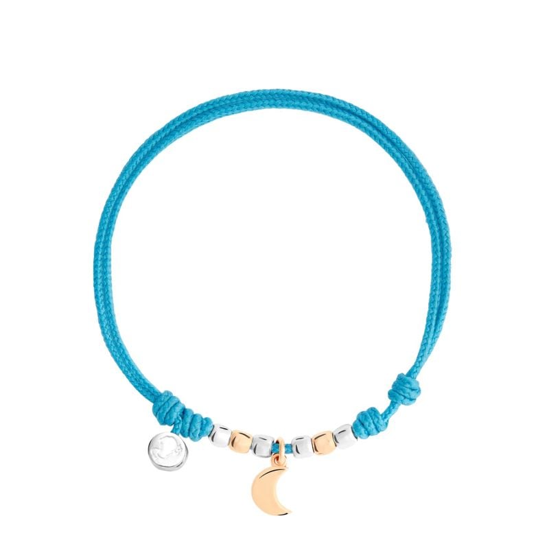 DODO BLUE CORD BRACELET WITH SILVER AND ROSE GOLD MOON