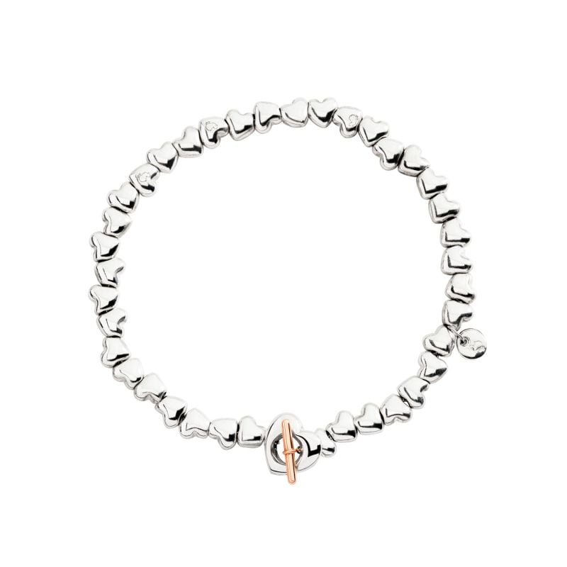 DODO PULSERA DE PLATA CON CIERRE DE ORO ROSA CUORE
