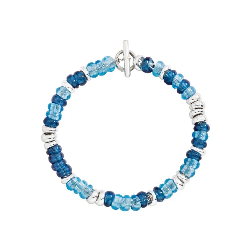 DODO PULSERA DE PLATA Y PLÁSTICO AZUL RECICLADO RONDELLE L
