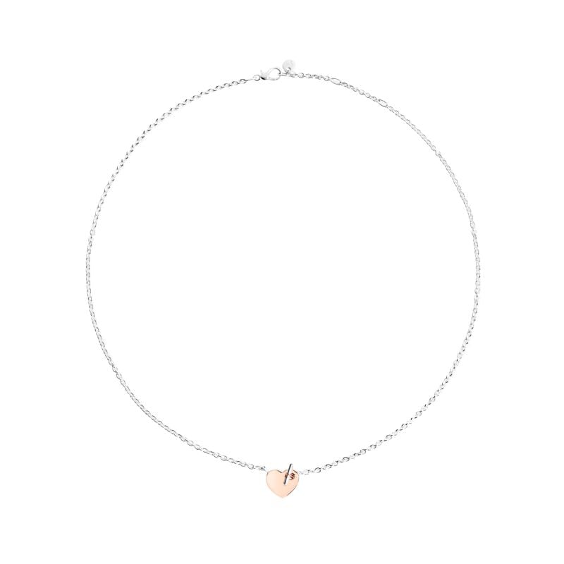 DODO ROSE GOLD AND SILVER HEART NECKLACE