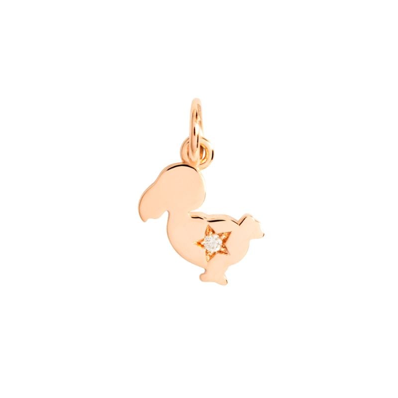 DODO COLGANTE DE ORO ROSA CON UN DIAMANTE BLANCO 30 ANIVERSARIO "WELCOME LITTLE ONE"