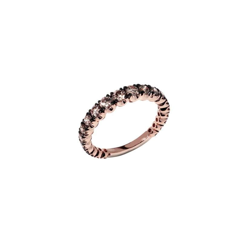 QUERA ANILLO DE ORO ROSA CON DIAMANTES BROWN