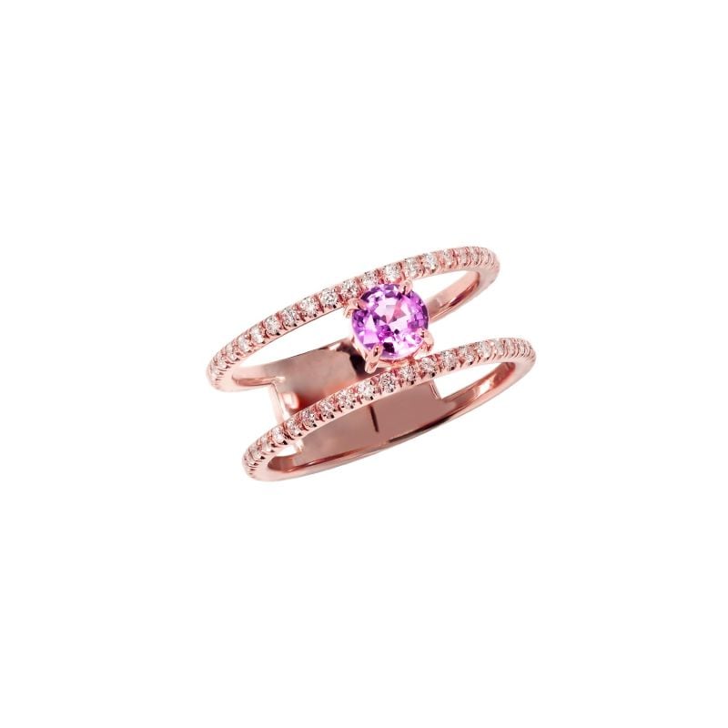 QUERA ANILLO DE ORO ROSA CON UN ZAFIRO ROSA Y DIAMANTES